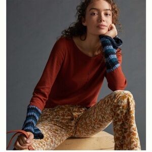 Anthropologie Pilcro Crochet Henley Shirt